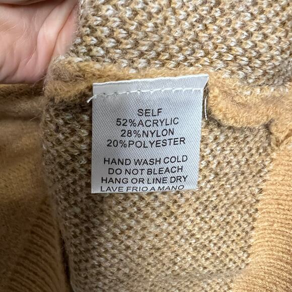 Easel Daisy Floral Zip Up Sweater Brown Tan Flower Knit Cardigan Size Small - Picture 4 of 7